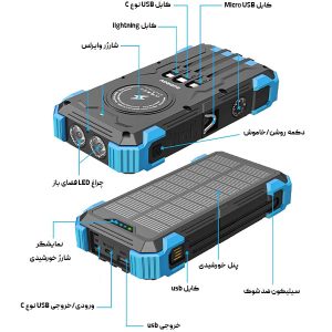 پاوربانک خورشیدی SO-P120 | ظرفیت ۲۰۰۰۰ میلی‌آمپر ساعت