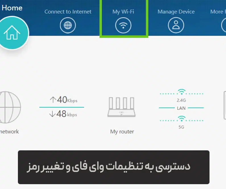 دسترسی به تنظیمات Wi-Fi و تغییر رمز