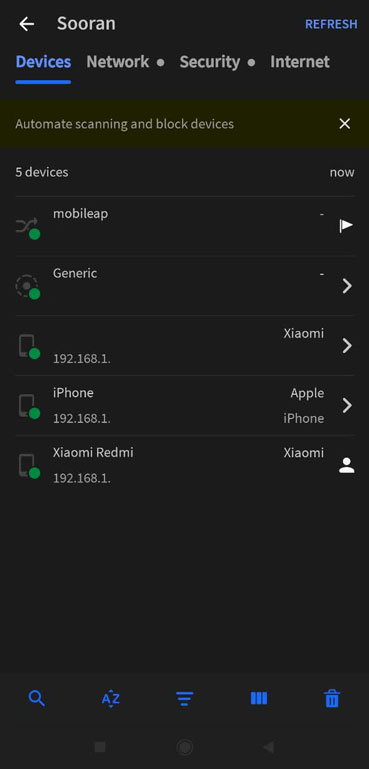 نتیجه اسکن شبکه